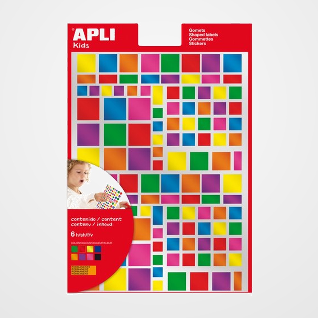 GOMETS APLI  METALIZADOS BOLSA 6h PERMANENTES CUADRADOS MULTICOLOR 7 col.surt. 756 uds. (13530)