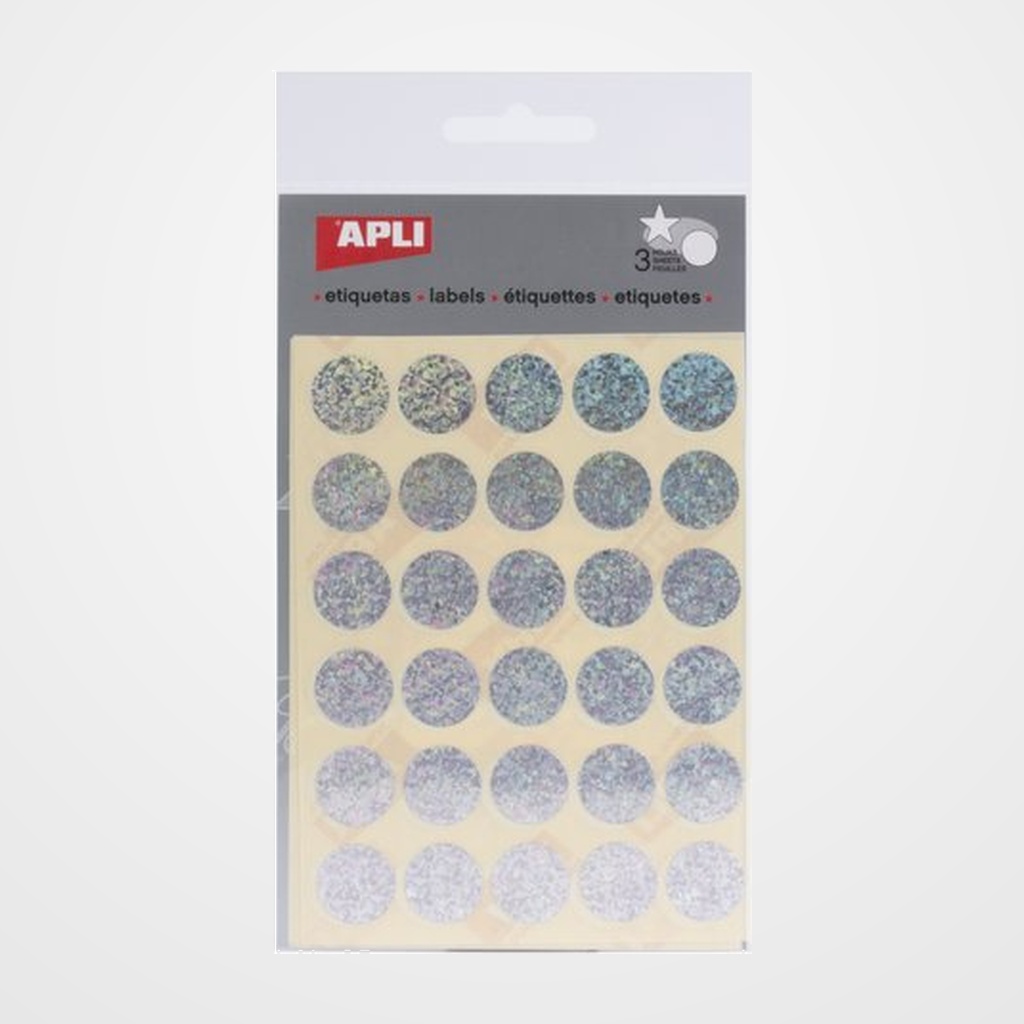 GOMETS APLI METALIZADOS BOLSA 3h CIRCULO Ø 20 mm HOLOGRAFICO 90 uds. (11810)