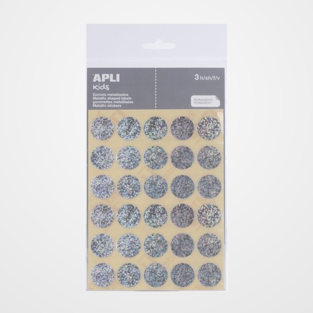 GOMETS APLI METALIZADOS BOLSA 3h CIRCULO Ø 20 mm PLATA 90 uds. (11809)