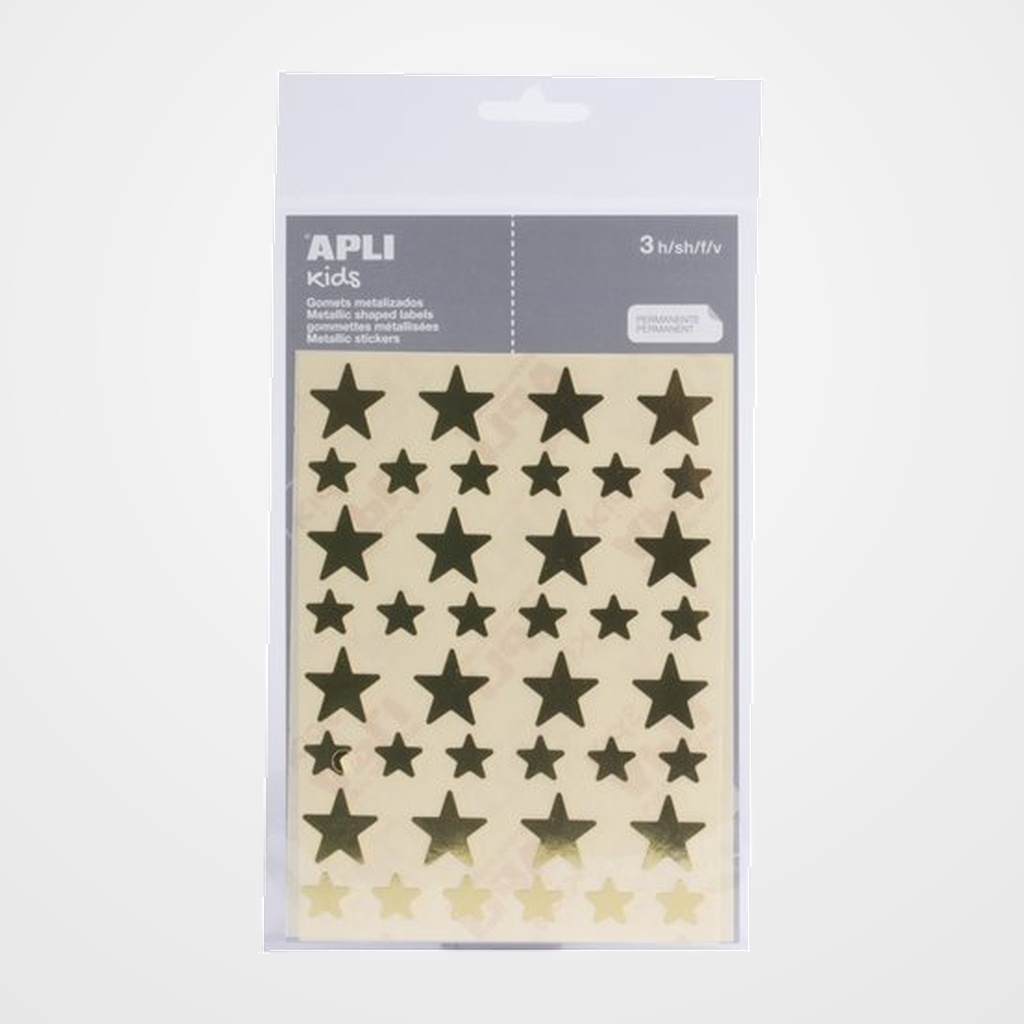 GOMETS APLI METALIZADOS BOLSA 3h ESTRELLA surt.(GDE.y PEQ.) ORO 120 uds. (11805)