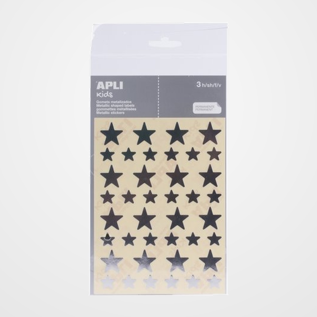 GOMETS APLI METALIZADOS BOLSA 3h ESTRELLA surt.(GDE.y PEQ.) PLATA 120 uds. (11806)