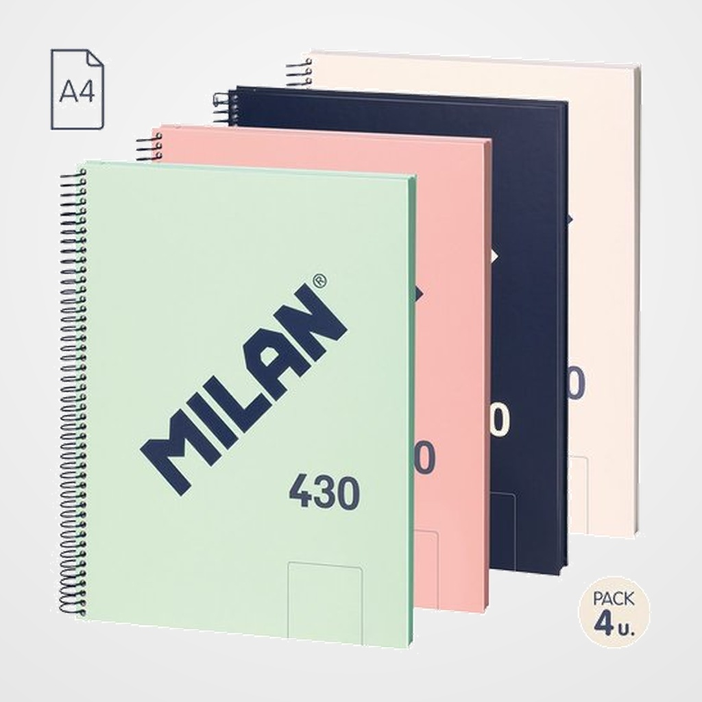 BLOC MILAN 430 serie 1918 tapa EXTRA A4 80h LISO 95g SURTIDO PACK DE 4
