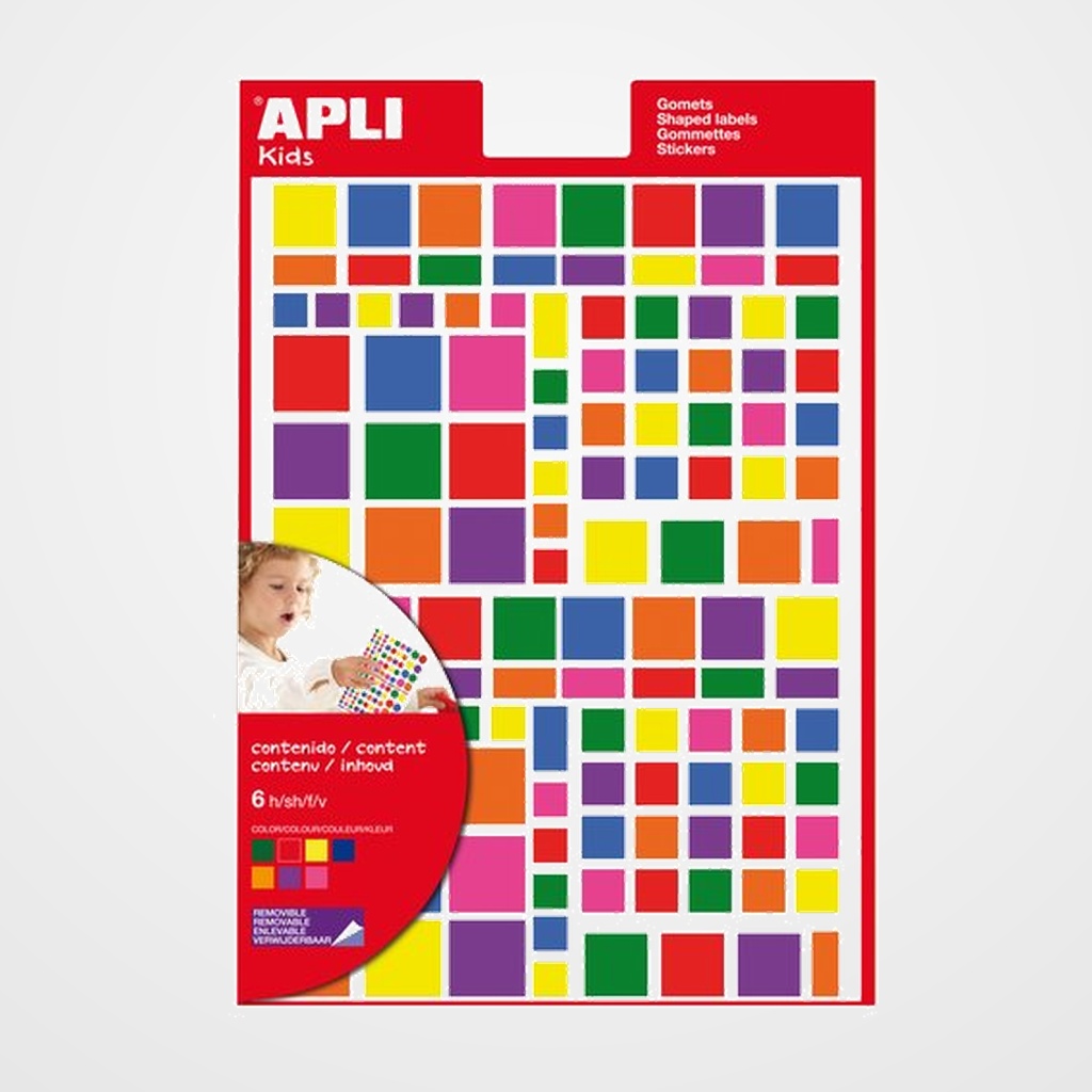 GOMETS APLI  BOLSA 6h REMOVIBLES CUADRADOS MULTICOLOR 7 col.surt.(AM-AZ-RJ-VD-NJ-VI-RS) 756 uds. (12971)