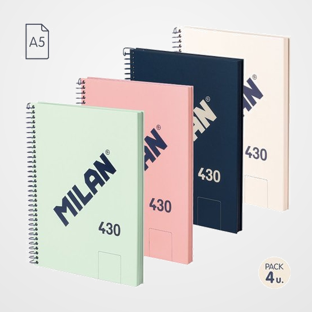 BLOC MILAN 430 serie 1918 tapa EXTRA A5 80h LISO 95g SURTIDO PACK DE 4