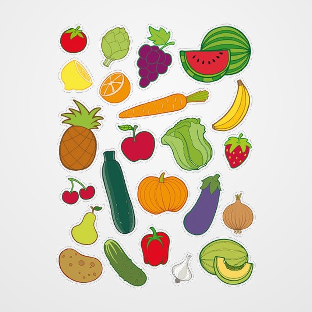 GOMETS APLI TEMATICOS BOLSA  3h REMOVIBLES FRUTAS y VERDURAS 69 uds. (11439)