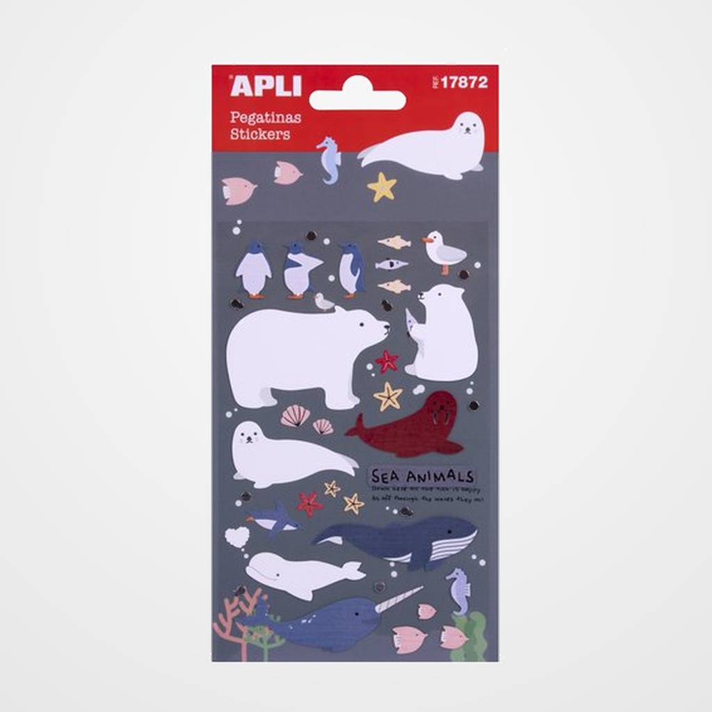 STICKERS APLI BOLSA 1h ANIMALES MARINOS (17872)