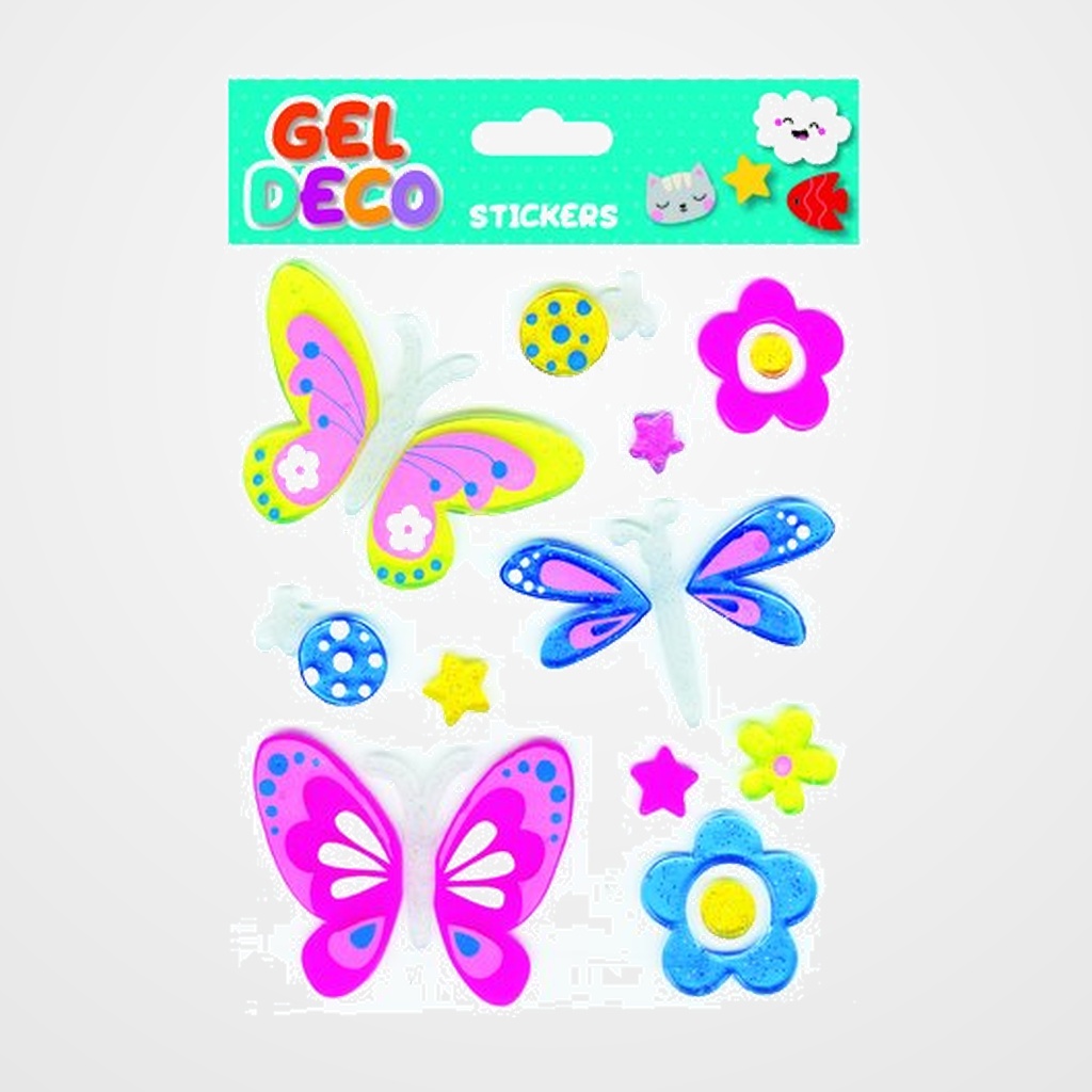 STICKERS GRUPO GLOBAL GIFT BOLSA 1h GEL DECO MARIPOSA