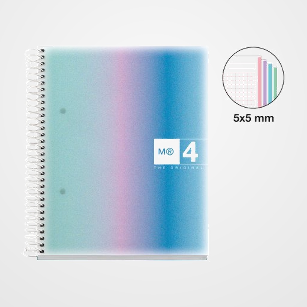 BLOC MIQUELRIUS AURORA NOTEBOOK 4 micro.tapa PP A5 120h 70gr CUADRIC.5x5 SANTORINI