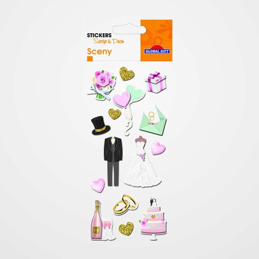 STICKERS GRUPO GLOBAL GIFT BOLSA 1h SCENY SCRAP & DECO BODA RELIEVE