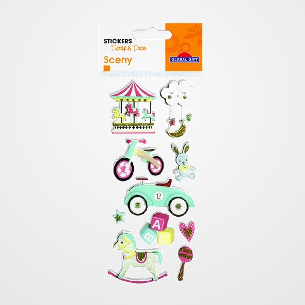 STICKERS GRUPO GLOBAL GIFT BOLSA 1h SCENY SCRAP & DECO CARRUSEL RELIEVE