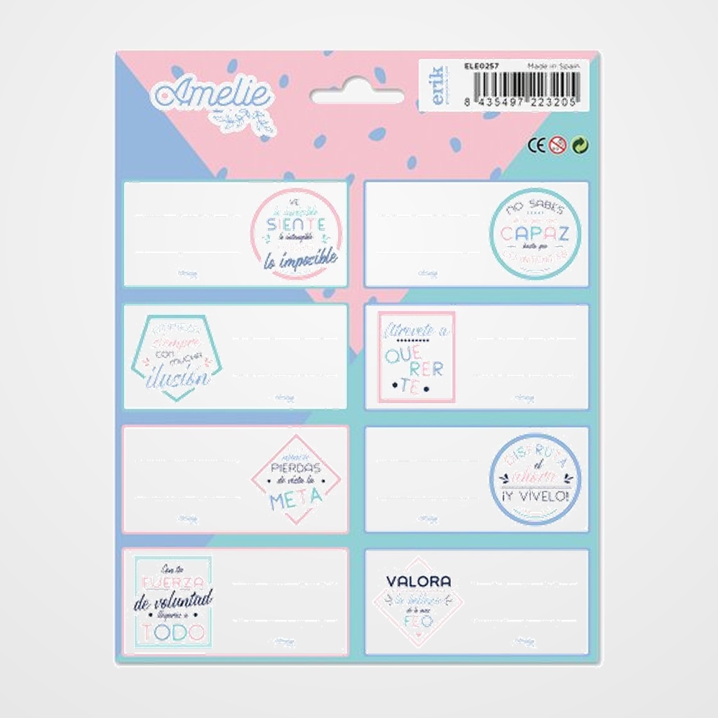ETIQUETA ESCOLAR ERIK 15,8x20 AMELIE PASTEL COLLECTION