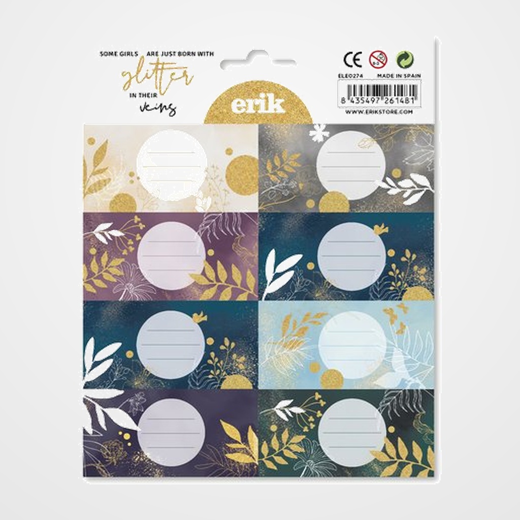 ETIQUETA ESCOLAR ERIK 15,8x20 GLITTER