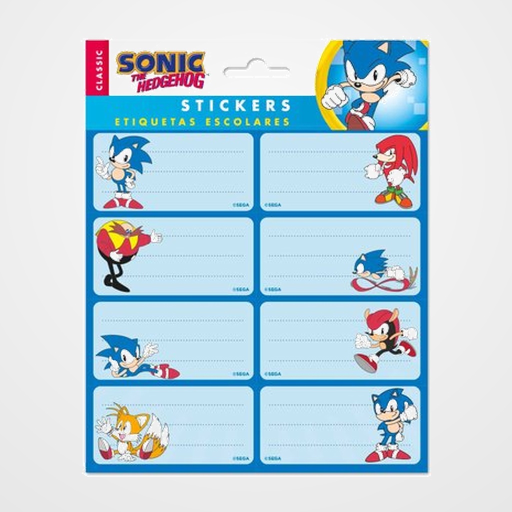 ETIQUETA ESCOLAR ERIK 15,8x20 SONIC THE HEDGEHOG