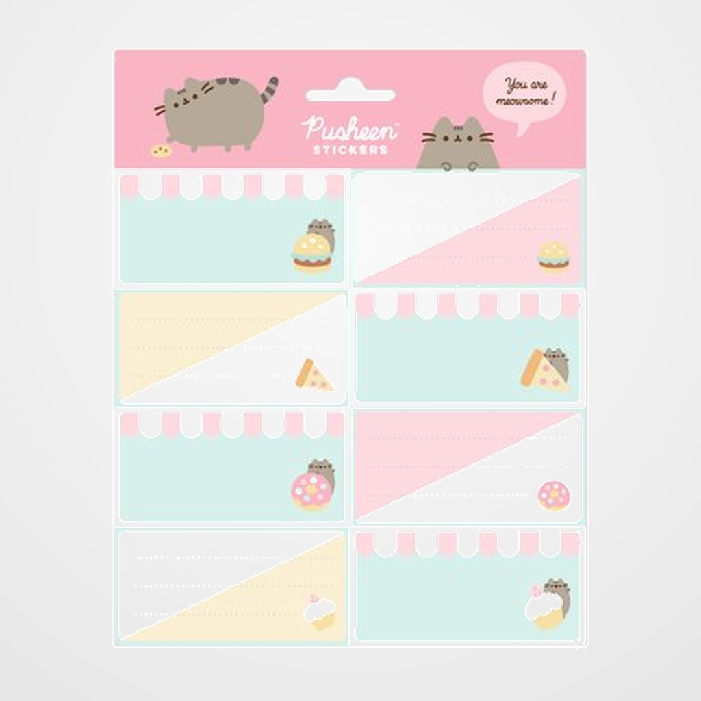 ETIQUETA ESCOLAR ERIK 8x4 cm. PUSHEEN FOODIE COLLECTION (16 ud.)