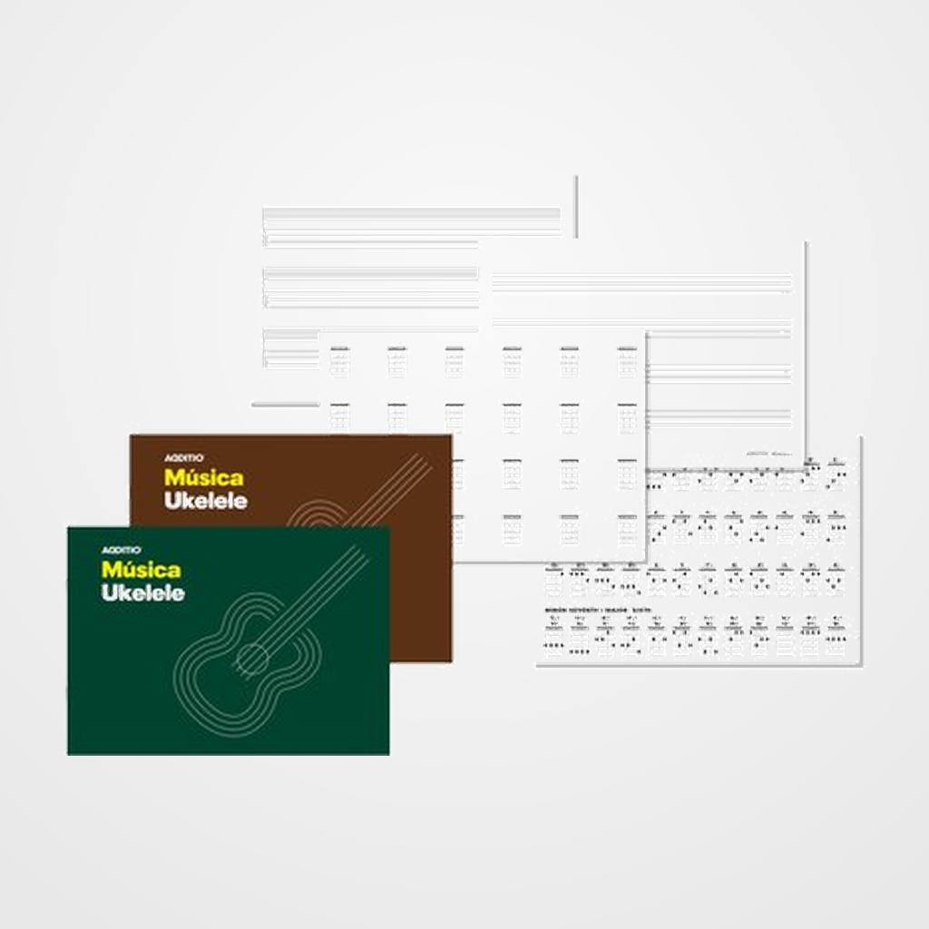BLOC de MUSICA ADDITIO UKELELE 4 TETRAGRAMAS 24x16.8 Y VADEMECUN DE ACORDES