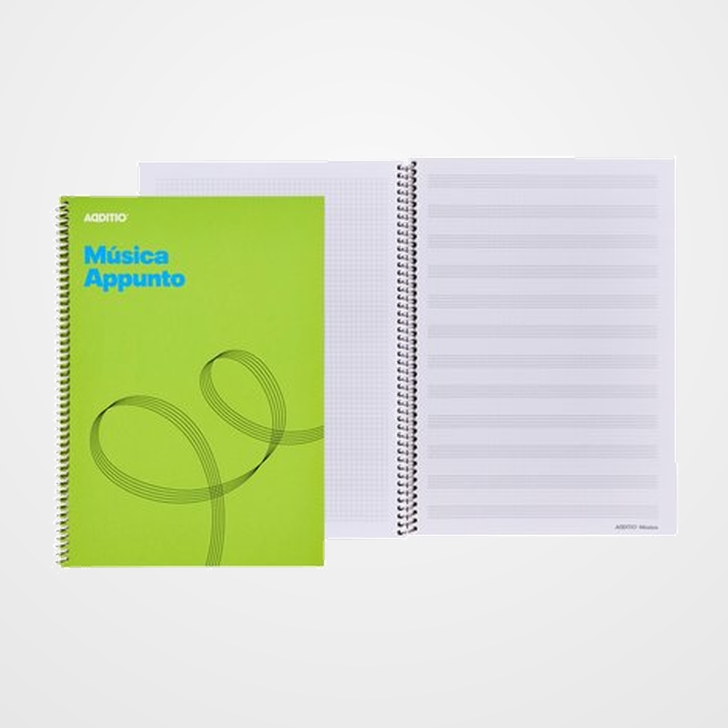 BLOC de MUSICA ADDITIO APPUNTO 12 PENTAGRAMAS A4 ESPIRAL PAGINAS ALTERNAS CUADRICULADA