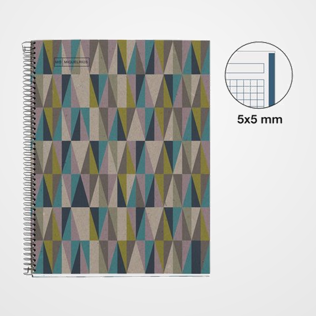 BLOC MIQUELRIUS ECO DESIGN NOTEBOOK 1 micro.tapa DURA A4 80h 80g CUADRIC.5x5 ECOROMBOS