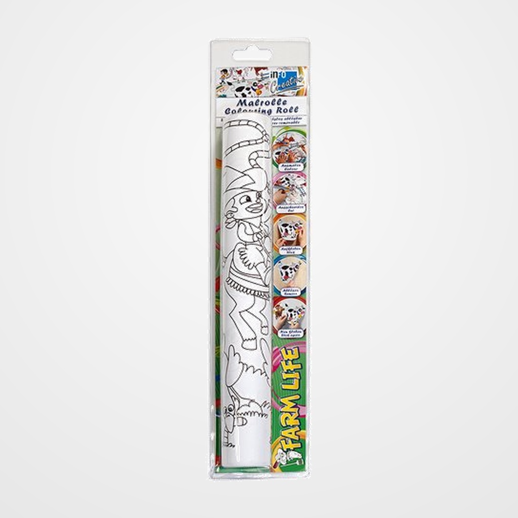 [23801586] ROLLO ADHESIVO INFO CREATIVE BLANCO 400x30 cm IMPRESO PARA COLOREAR LIFESAVERS