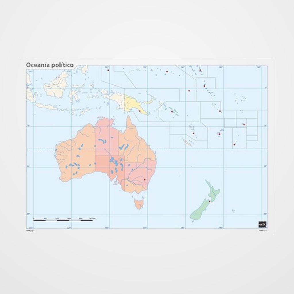 [21601100] MAPA MUDO ERIK COLOR POLITICO OCEANIA