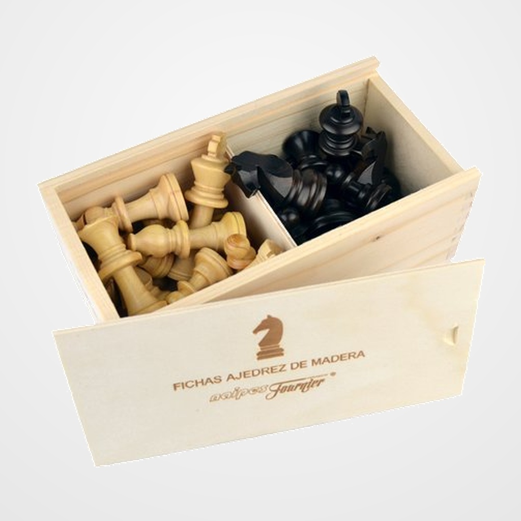JUEGO FICHAS AJEDREZ MADERA LUJO ST Nº4  CAJA MADERA