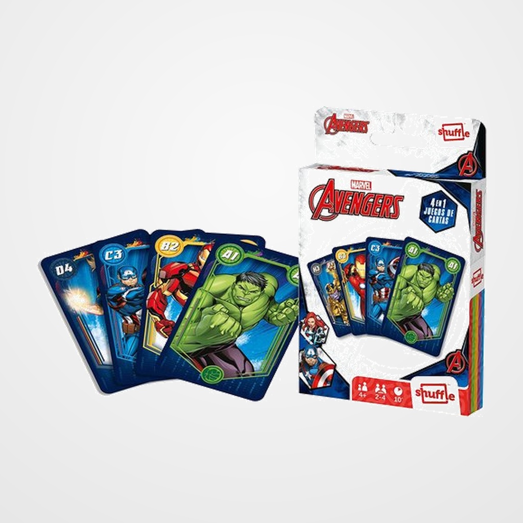 JUEGO CARTAMUNDI SHUFFLE FUN 4 IN 1 AVENGERS