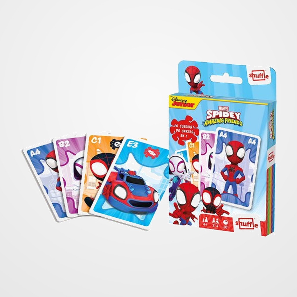 JUEGO CARTAMUNDI SHUFFLE FUN 4 IN 1 DISNEY SPIDEY