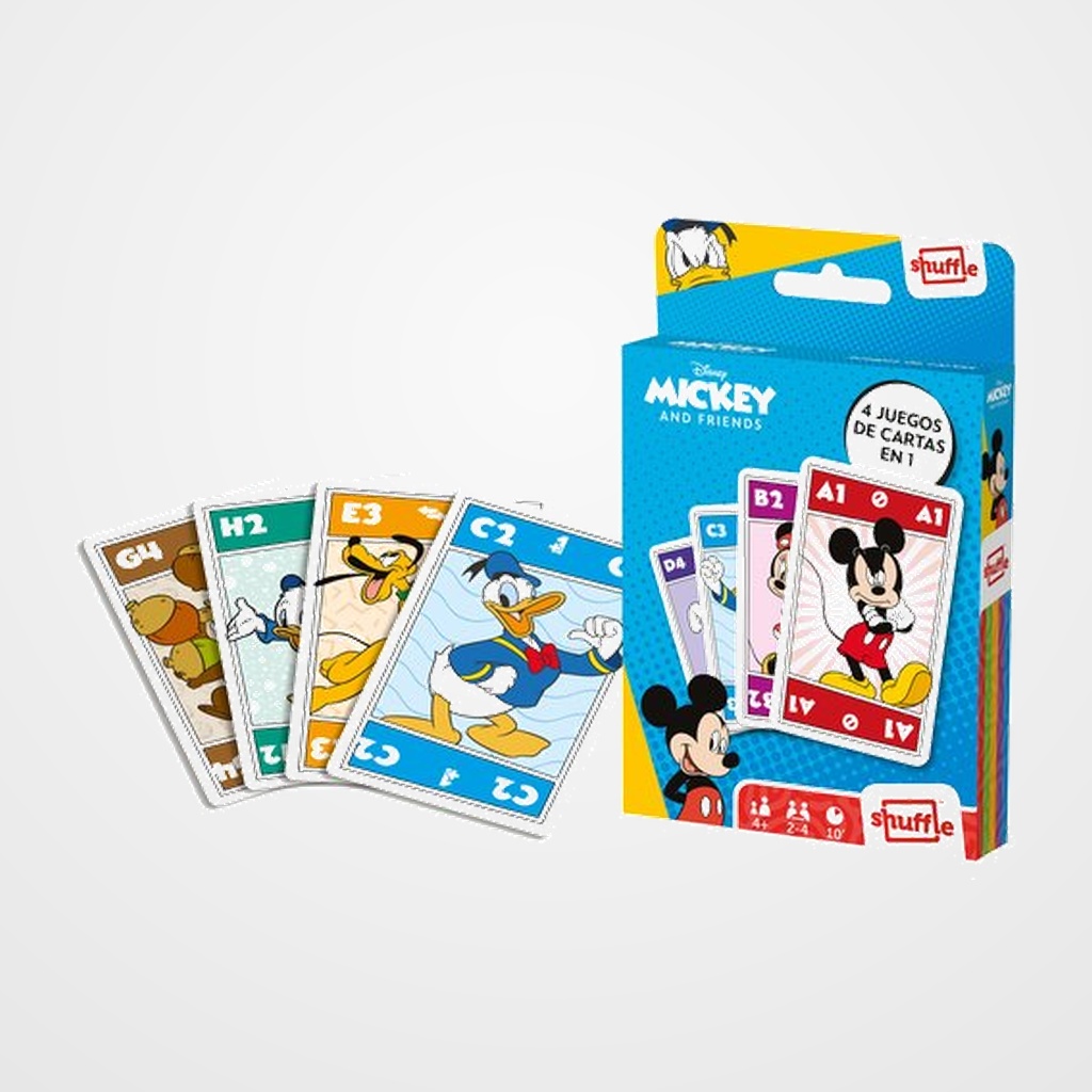 [25001287] JUEGO CARTAMUNDI SHUFFLE FUN 4 IN 1 MICKEY&FRIENDS