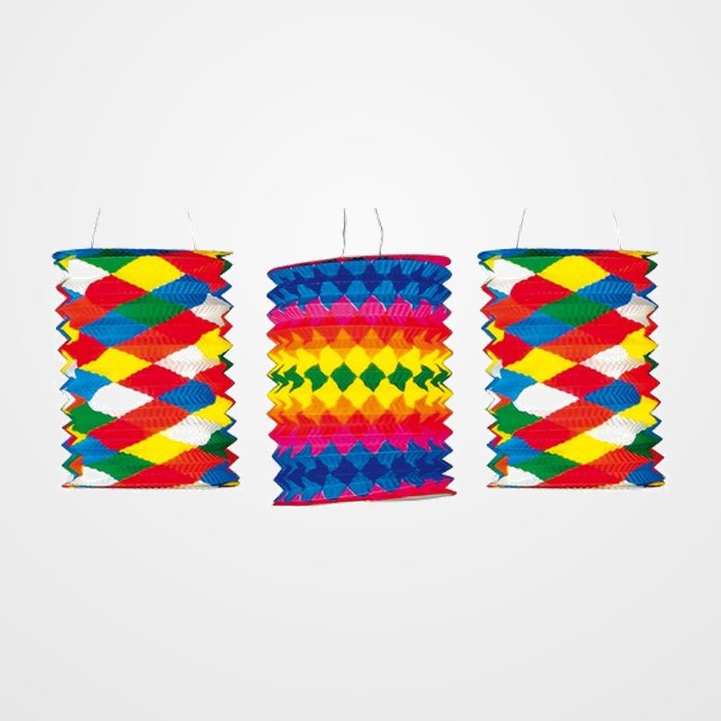 FAROLES CILINDRICO DECORADOS SURTIDOS DIAM. 15CM PACK 12 UDS