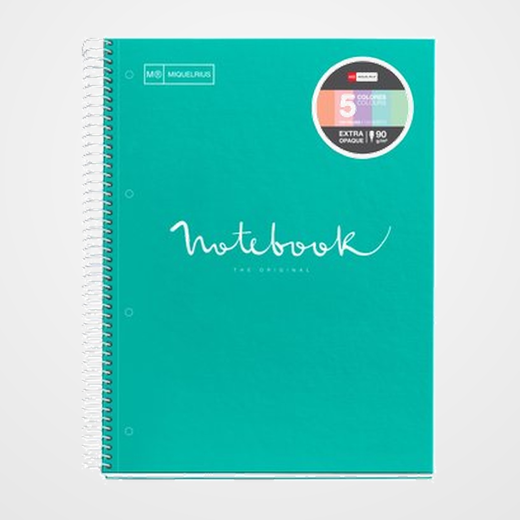 BLOC MIQUELRIUS EMOTIONS NOTEBOOK 5 micro.tapa EXTRA A4 120h 90g CUADRIC.5x5 TURQUESA