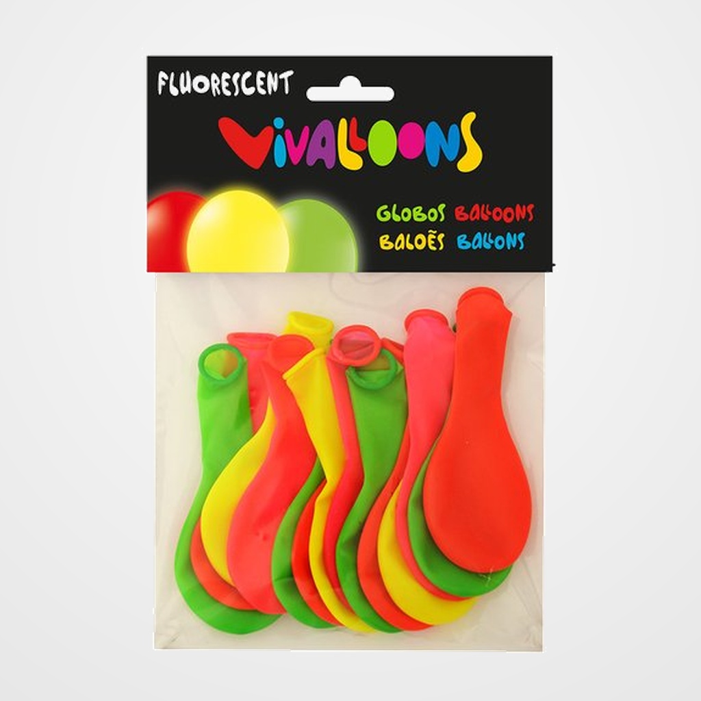 GLOBO VIVALLOONS FLUORESCENTE SURTIDOS BOLSA DE 15
