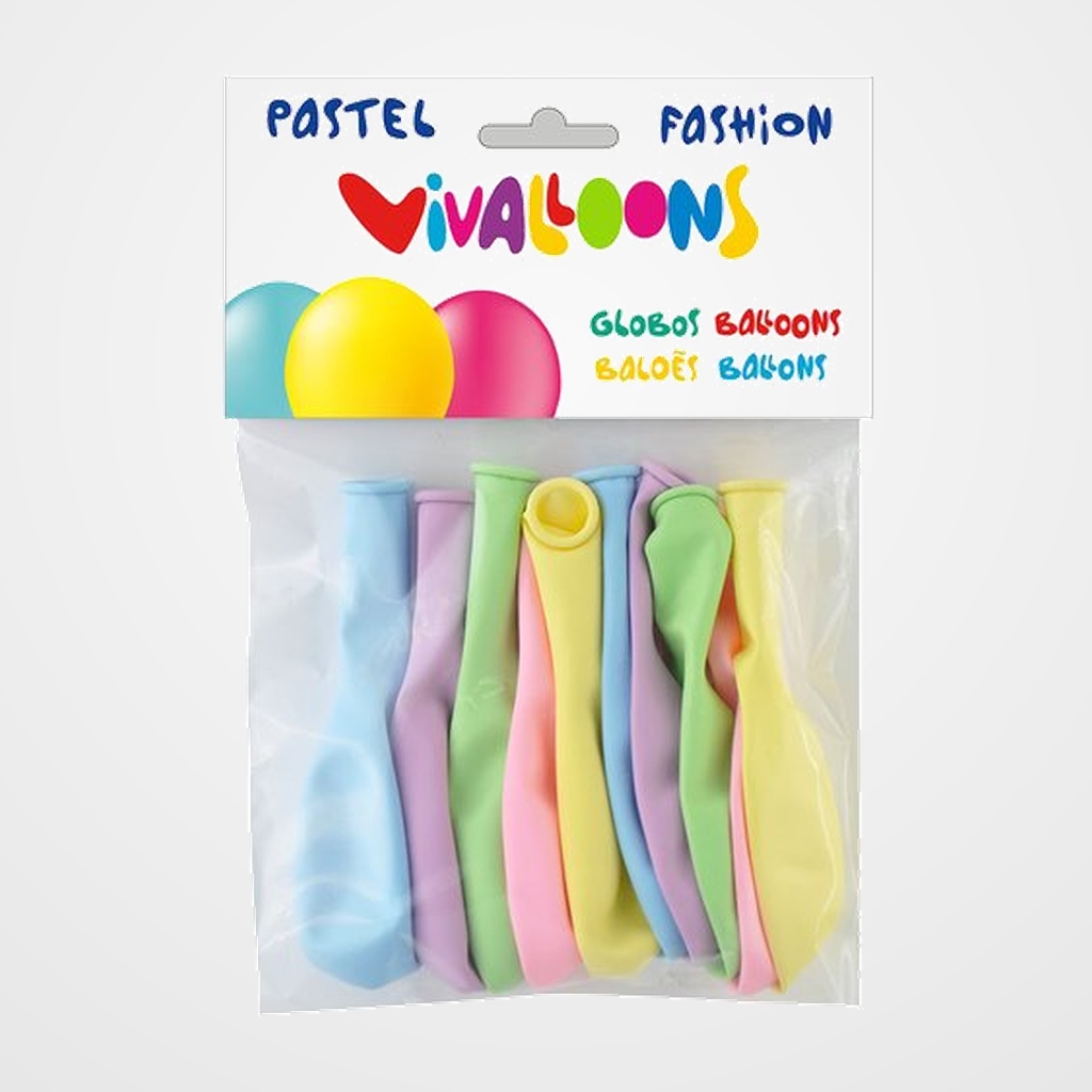 GLOBO VIVALLOONS LIGHT PASTEL SURTIDO CLARO BOLSA DE 10