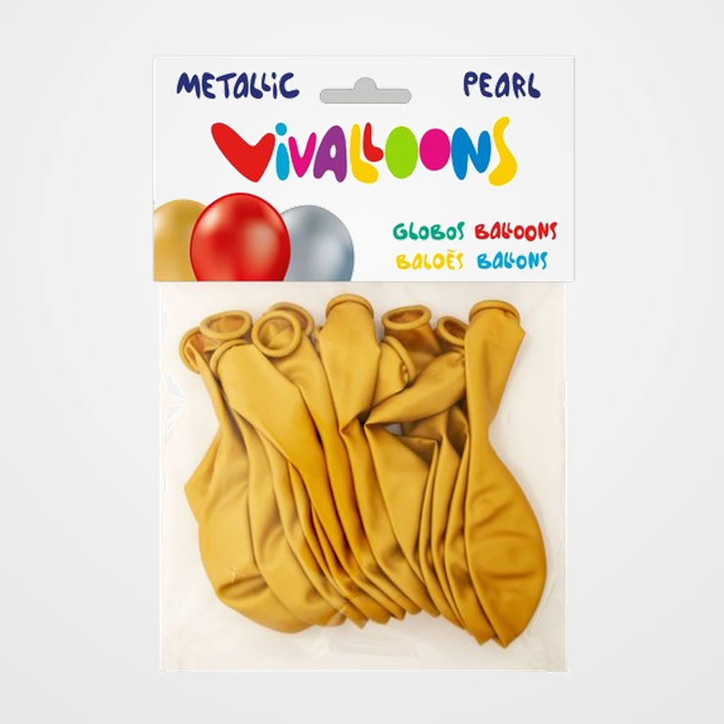 GLOBO VIVALLOONS METALIZADO ORO BOLSA DE 15