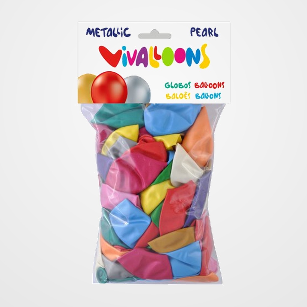 GLOBO VIVALLOONS METALIZADO SURTIDOS BOLSA DE 100