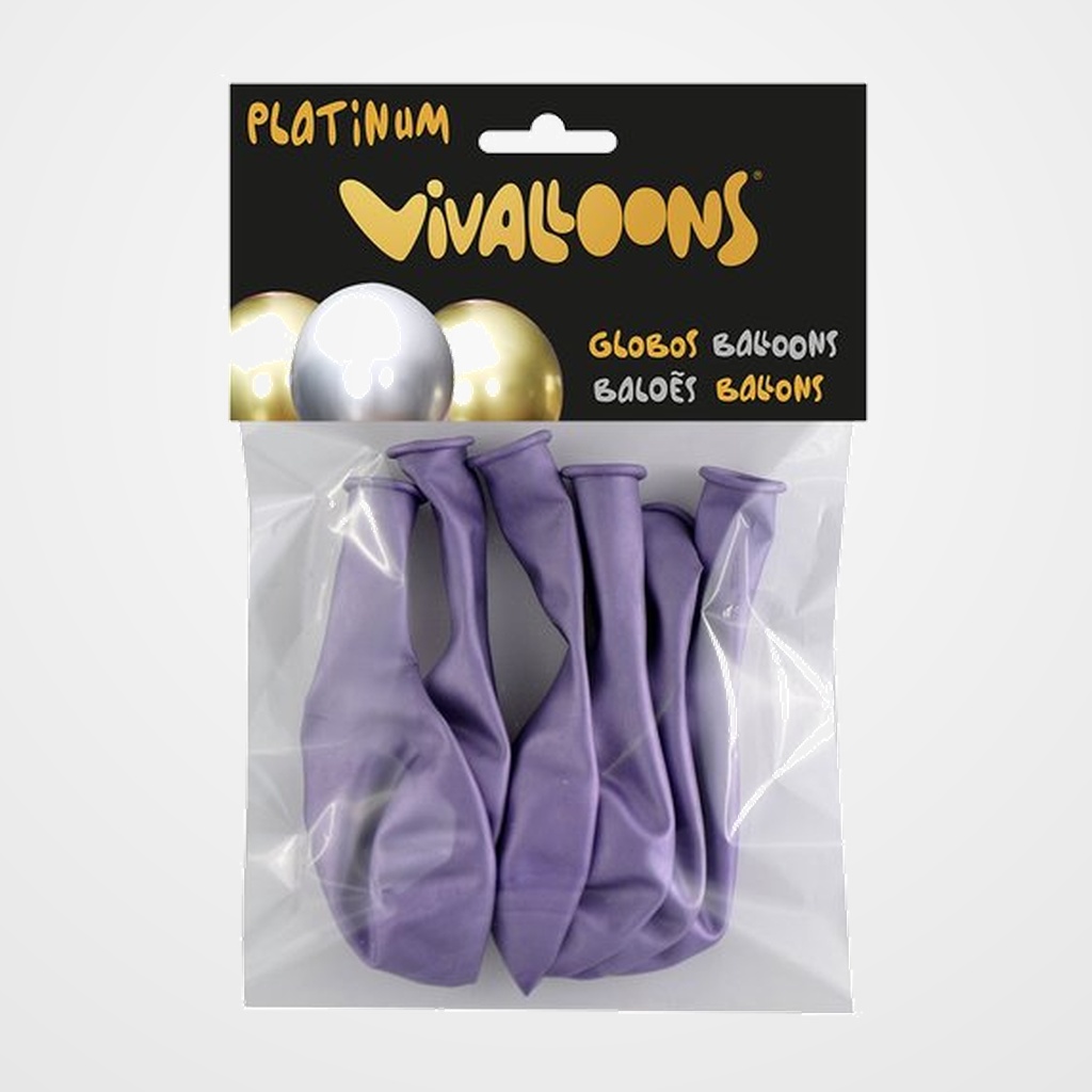 GLOBO VIVALLOONS PLATINUM LILA BOLSA DE 6