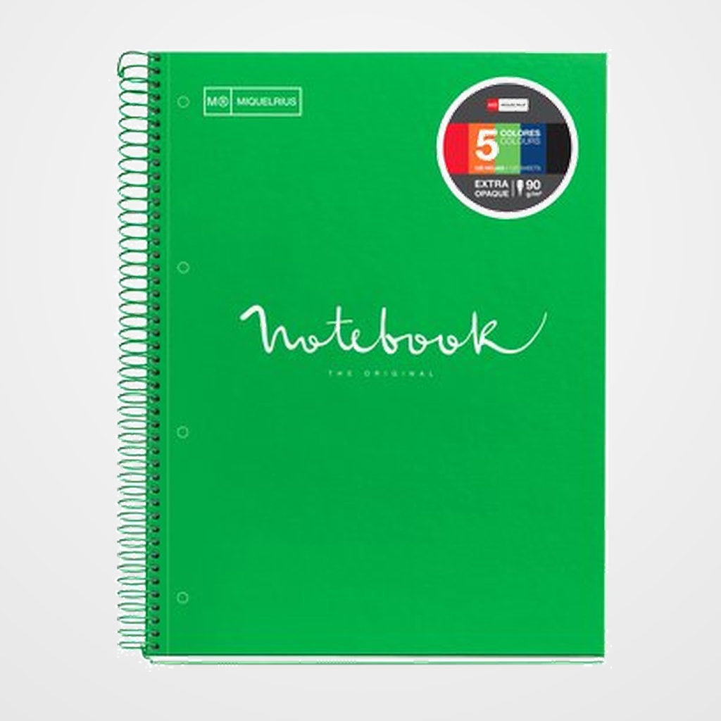 BLOC MIQUELRIUS EMOTIONS NOTEBOOK 5 micro.tapa EXTRA A4 120h 90g CUADRIC.5x5 VERDE