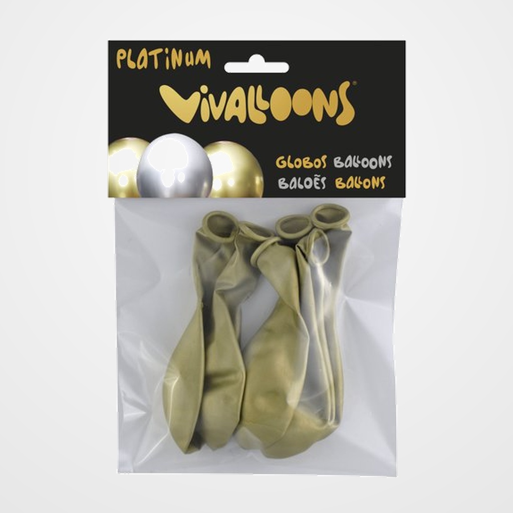 GLOBO VIVALLOONS PLATINUM ORO BOLSA DE 6