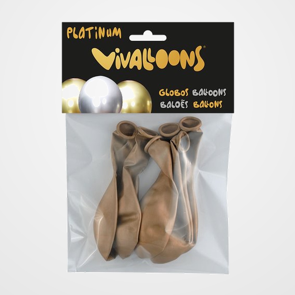 GLOBO VIVALLOONS PLATINUM ORO ROSA BOLSA DE 6