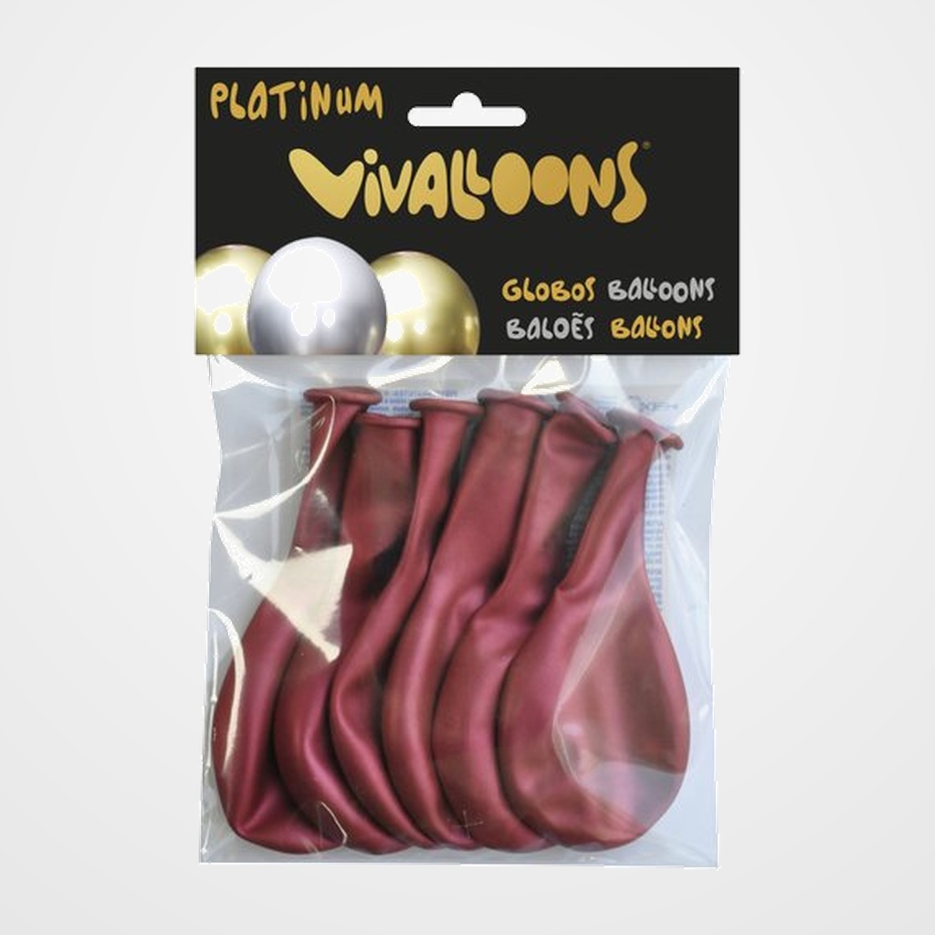 GLOBO VIVALLOONS PLATINUM ROJO BOLSA DE 6