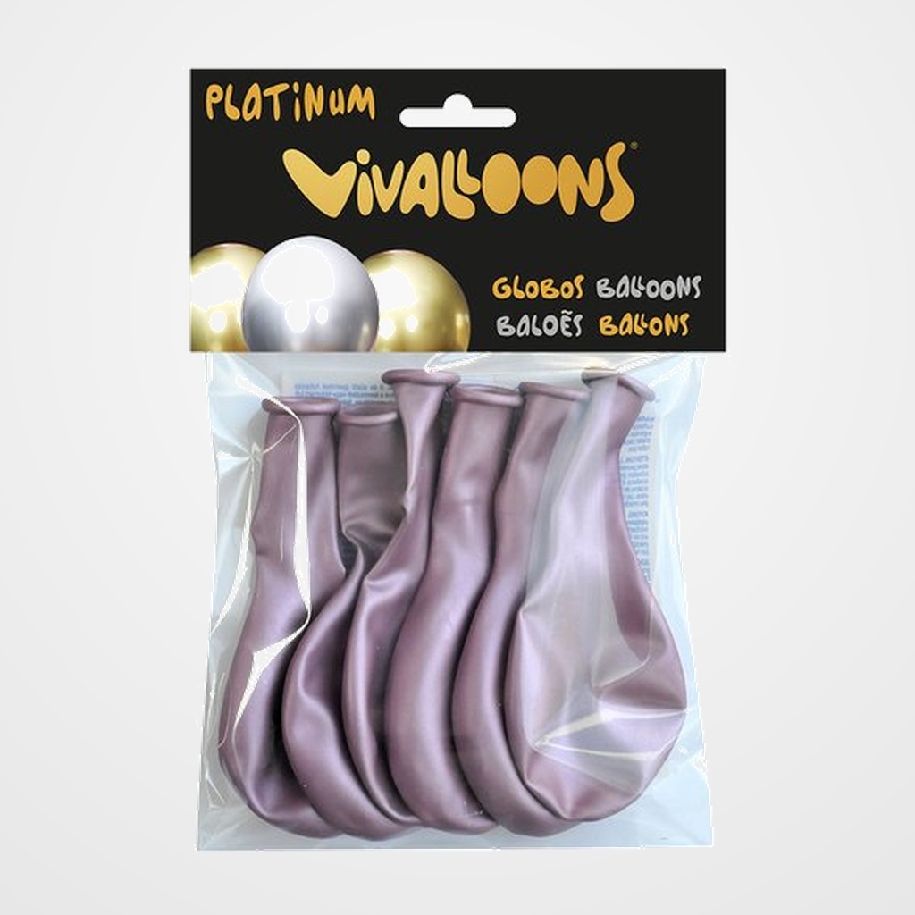 GLOBO VIVALLOONS PLATINUM ROSA BOLSA DE 6