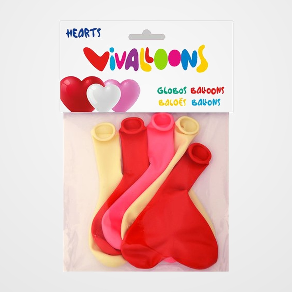 [14101055] GLOBOS VIVALLOONS CORAZON SURTIDO BOLSA DE 5