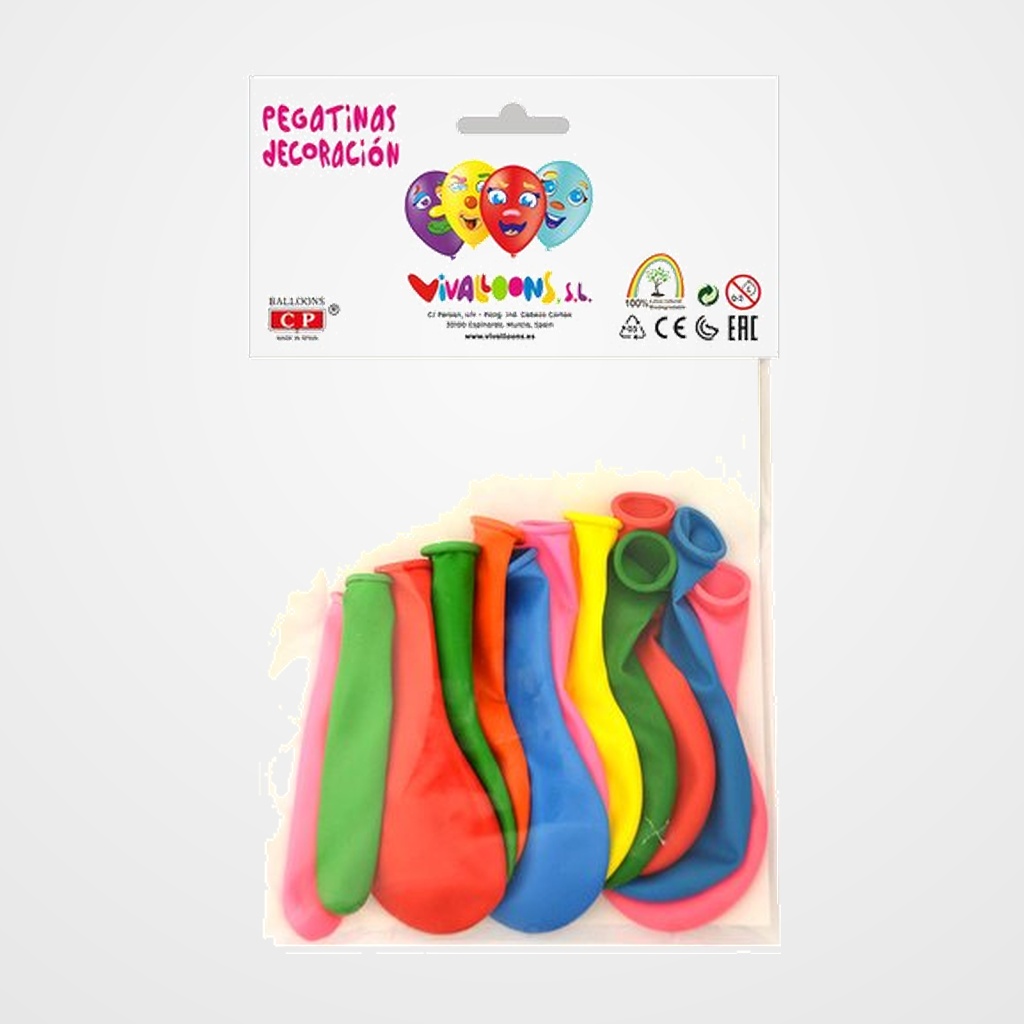 GLOBOS VIVALLOONS ESPECIAL DECORACION con PEGATINAS BOLSA DE 12