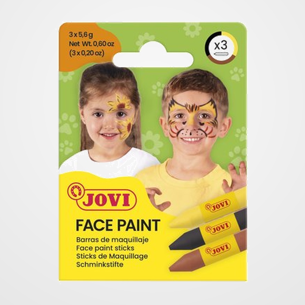 MAQUILLAJE JOVI BARRA FACE PAINT ANIMAL ESTUCHE de 3
