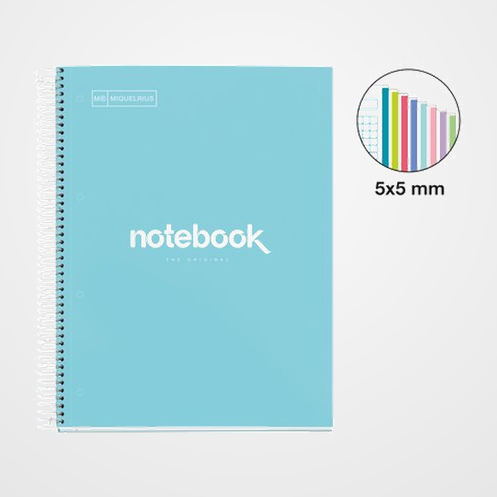 BLOC MIQUELRIUS EMOTIONS NOTEBOOK 8 micro.tapa EXTRA A4 160h 90g CUADRIC.5x5 AZUL CIELO
