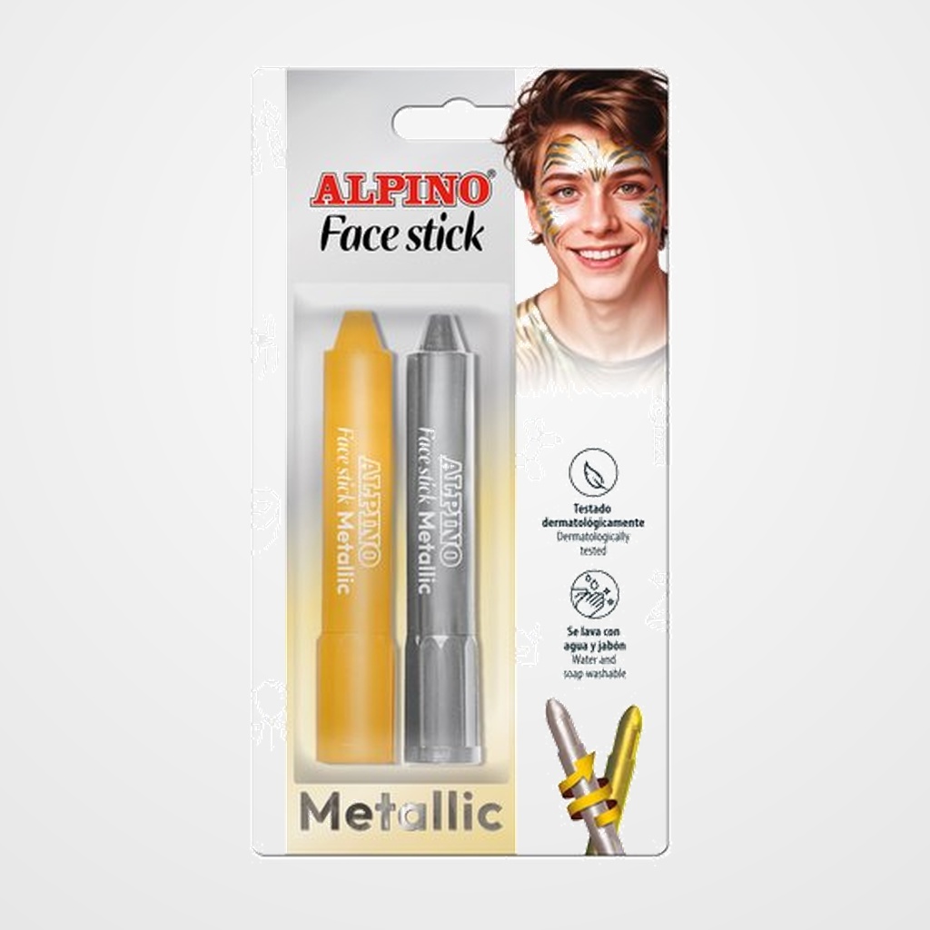 MAQUILLAJE ALPINO FACE STICK  METALLIC BARRA de 5 gr. BLISTER de 2