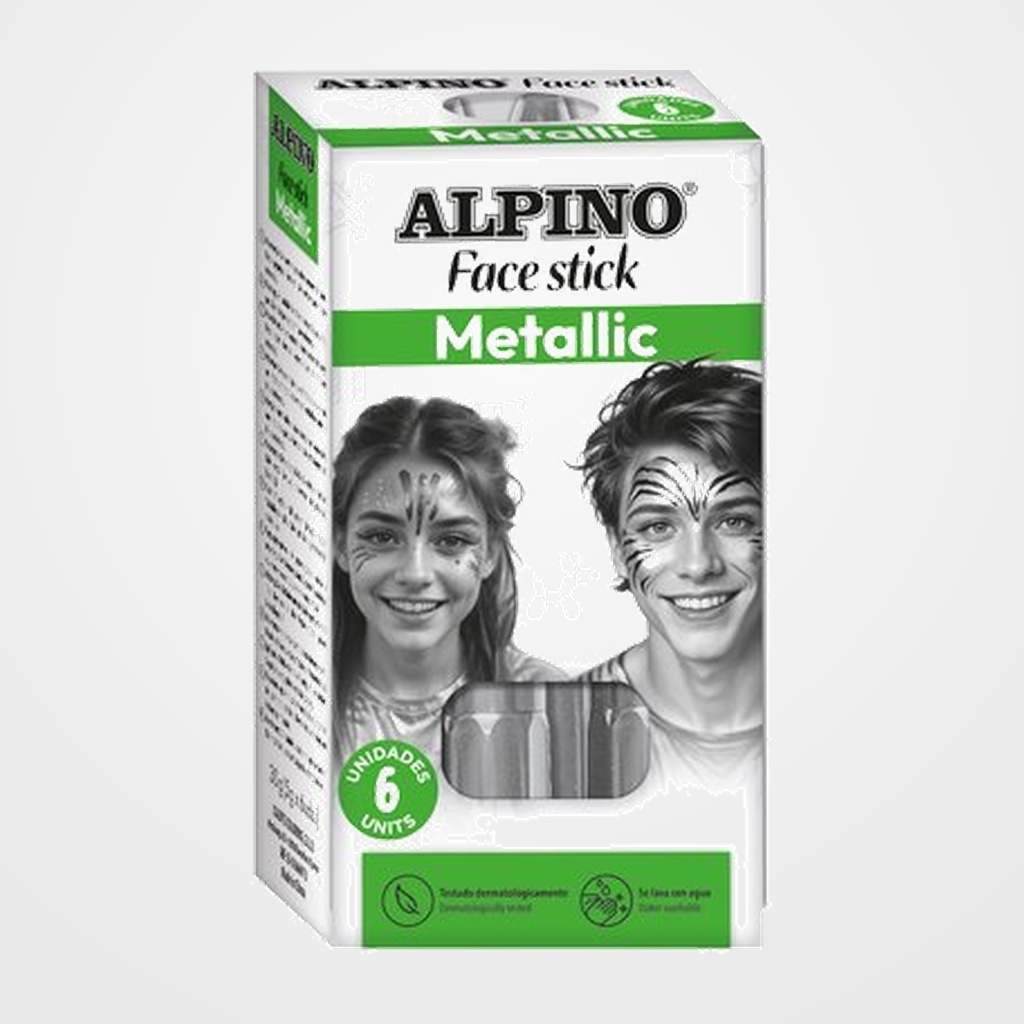 MAQUILLAJE ALPINO FACE STICK  METALLIC BARRA de 5 gr. CAJA de 6 PLATA