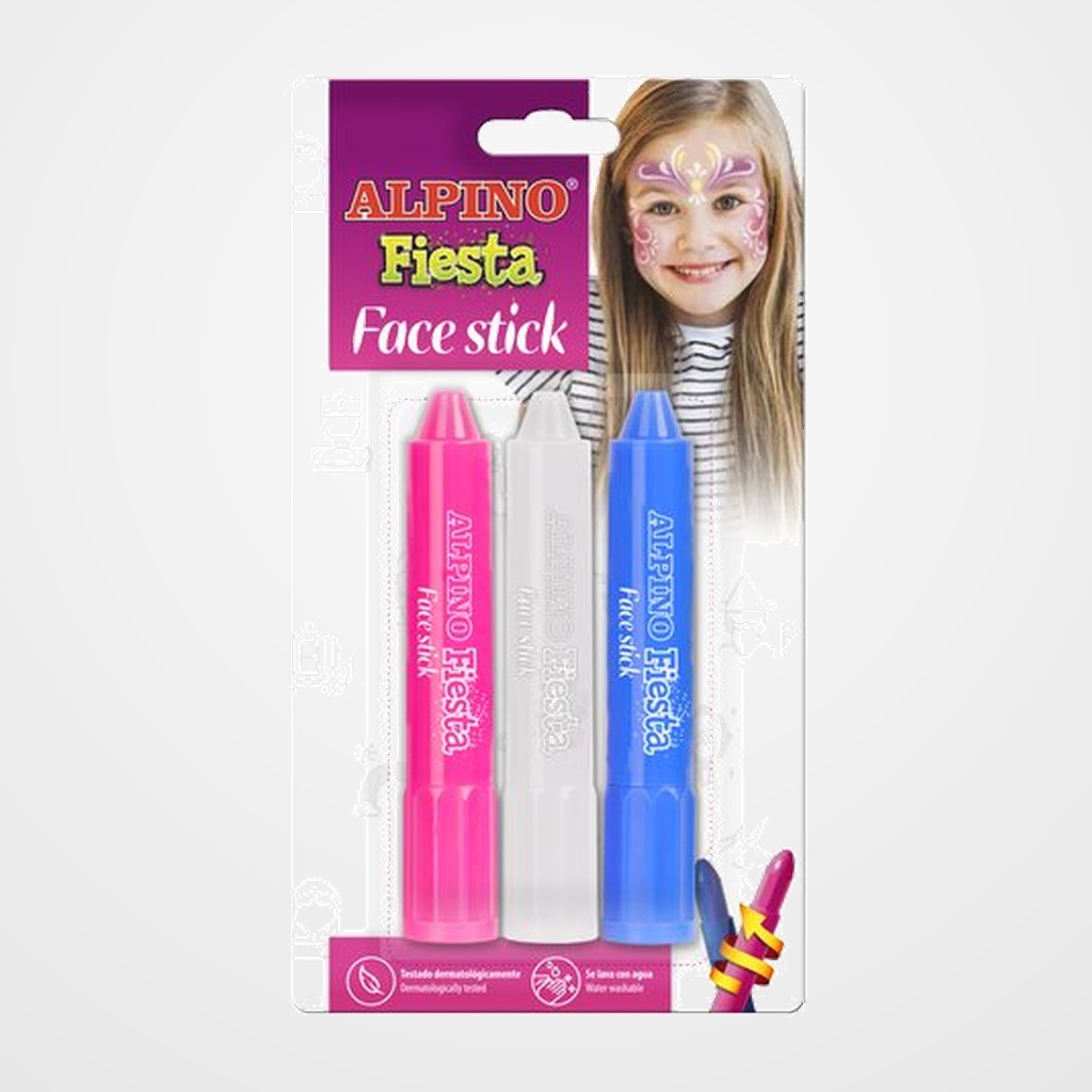 MAQUILLAJE ALPINO FIESTA FACE STICK BARRA de 5 gr. BLISTER de 3 SURTIDO NIÑA