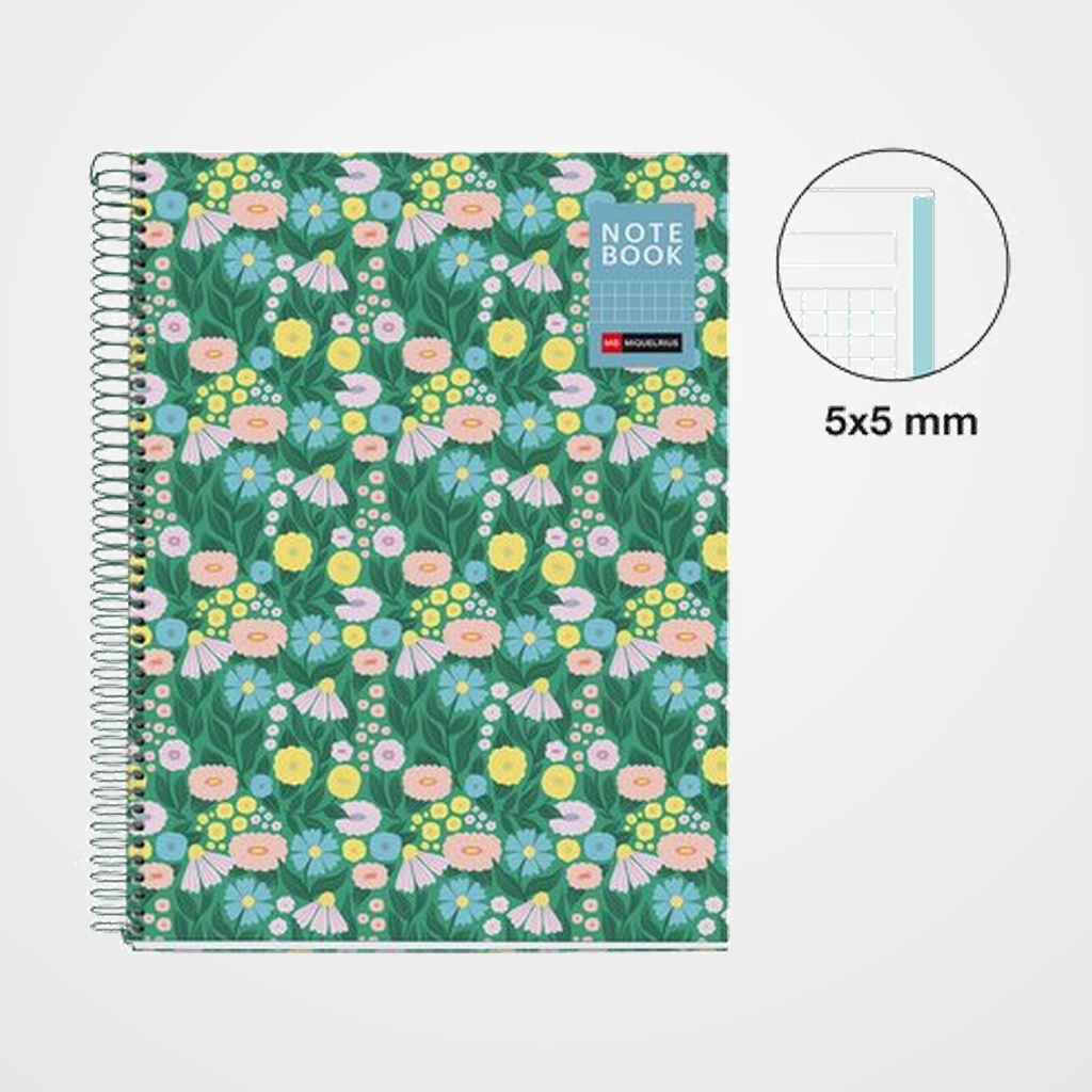BLOC MIQUELRIUS NATURA NOTEBOOK 1 micro.tapa DURA A4 80h 90gr CUADRIC.5x5 FLOR