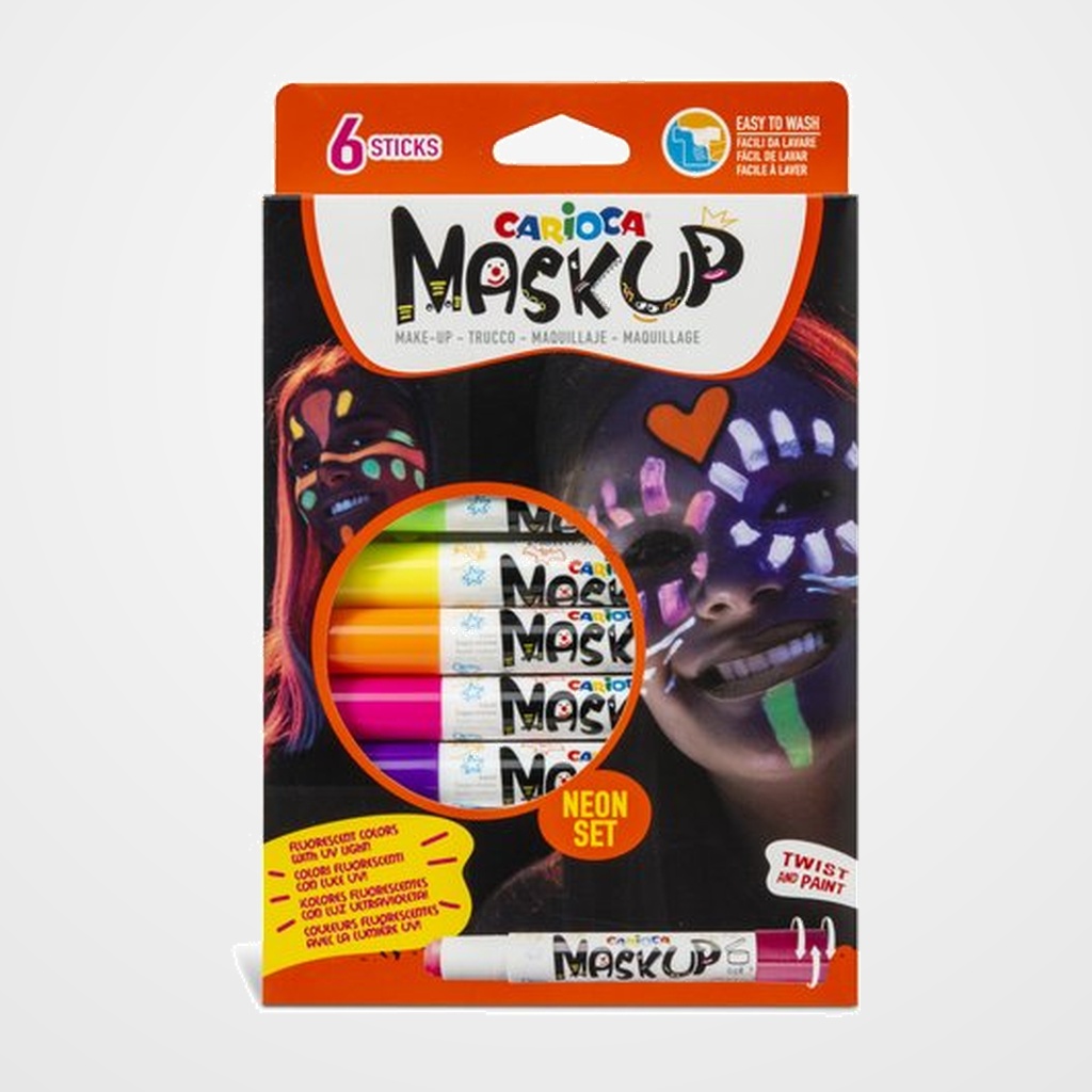 MAQUILLAJE CARIOCA BARRA FLUO SET de 6 (brilla en la oscuridad)