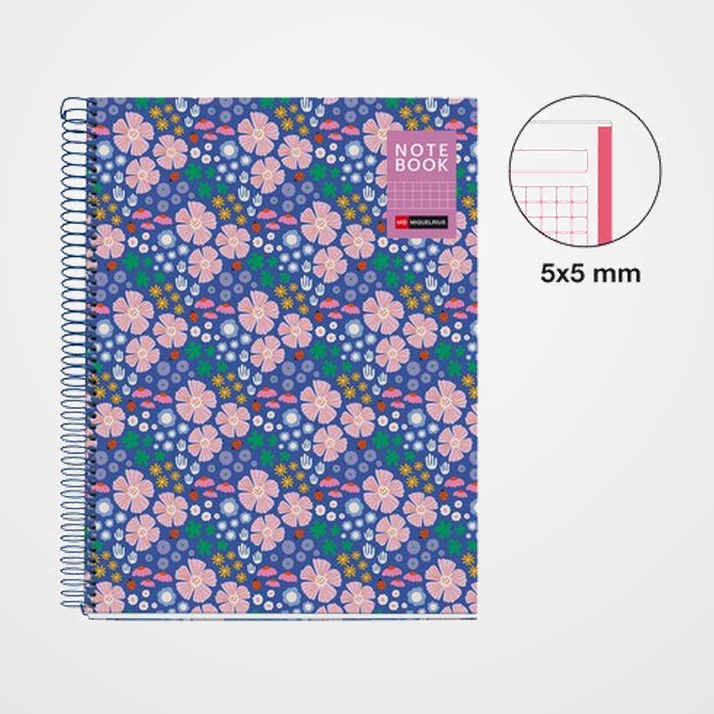BLOC MIQUELRIUS NATURA NOTEBOOK 1 micro.tapa DURA A4 80h 90gr CUADRIC.5x5 LADYBUG