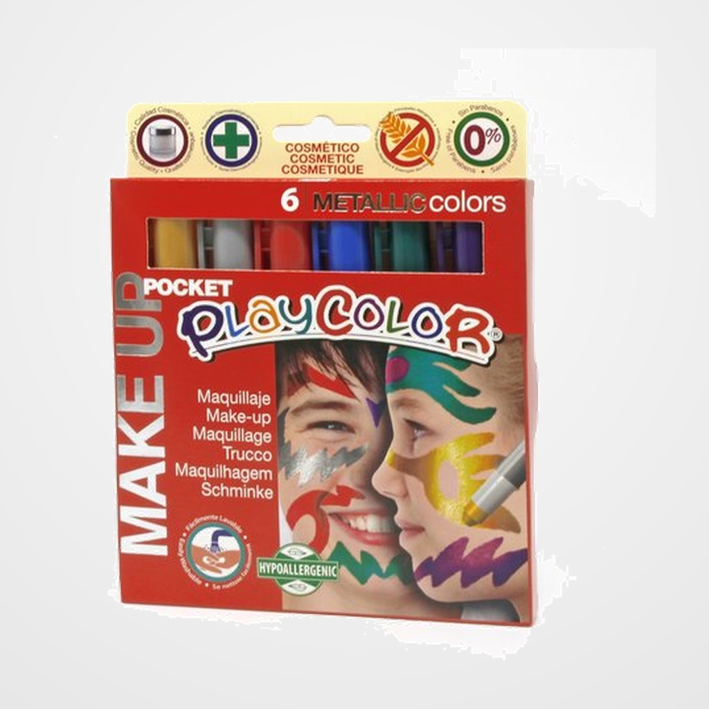 MAQUILLAJE PLAYCOLOR MAKE UP METALLIC POCKET de  5 g CAJA de 6 UNIDADES SURTIDO